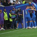 Slovenská gólová radosť po zásahu Ivana Schranza proti Ukrajine