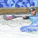 Slovenský vodný slalomár Jakub Grigar v kvalifikačnej jazde kajak krosu počas XXXIII. letných olympijských hier v Paríži 