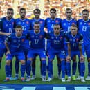 Na snímke futbalisti Slovenska pred zápasom.