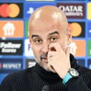 Na snímke španielsky tréner Manchesteru City Pep Guardiola počas tlačovej konferencie.