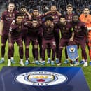 Na snímke hráči Manchestru City pózujú pre skupinovú fotografiu pred zápasom 2. kola ligovej fázy Ligy majstrov vo futbale ŠK Slovan Bratislava - Manchester City.