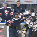 Šarvátka počas zápasu 11. kola hokejovej Tipos extraligy HC Košice – HC Slovan Bratislava