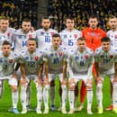 Futbalisti základnej jedenástky Slovenska pózujú pred zíapasom 5. kola C-divízie Ligy národov Švédsko - Slovensko.