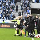 Emócie derby počas stretnutia 2. kola nadstavbovej časti Niké ligy skupiny o titul ŠK Slovan Bratislava - FC Spartak Trnava