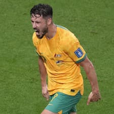 Austrálčan Mathew Leckie oslavuje gól na MS 2022 v Katare.