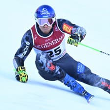 Slovenský lyžiar Adam Žampa počas 1. kola obrovského slalomu mužov na MS. 