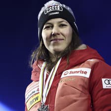  Švajčiarska lyžiarka Wendy Holdenerová.