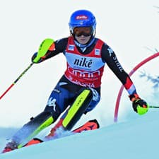 Na snímke americká lyžiarka Mikaela Shiffrinová počas prvého kola slalomu žien v rámci Svetového pohára v alpskom lyžovaní v Jasnej.