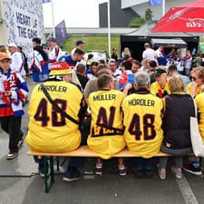 Nemeckí fanúšikovia vo fanzóne pred zápasom so Slovenskom na MS 2024