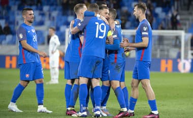 Na snímke radosť Slovákov po strelení druhého gólu.