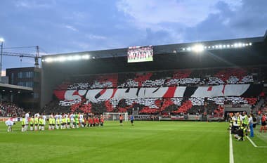 Na snímke nástup hráčov počas odvetného zápasu 3. predkola Európskej konferenčnej ligy (EKL) medzi FC Spartak Trnava - Lech Poznaň.