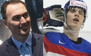 Šéf zväzu Miroslav Šatan (vľavo) je rád, že Slafkovskému sa v NHL darí a má formu ako hrom.