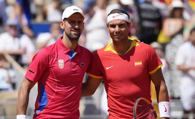 Novak Djokovič a Rafael Nadal pred vzájomným zápasom na OH v Paríži 2024.