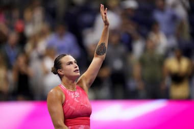 Arina Sobolenková a jej radosť po semifinále US Open.