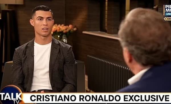 Na snímke Cristiano Ronaldo počas rozhovoru.