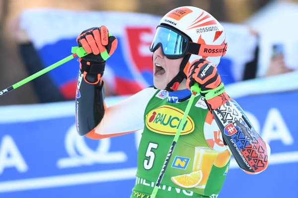 Na snímke slovenská lyžiarka Petra Vlhová v cieli po 2. kole obrovského slalomu.