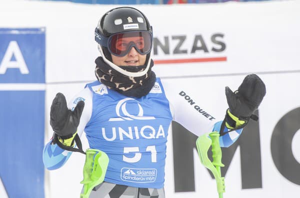 Slovenská lyžiarka Petra Hromcová v cieli po 1. kole slalomu žien Svetového pohára v alpskom lyžovaní v českom Špindlerovom Mlyne
