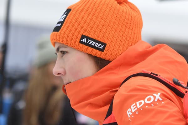 Slovenská lyžiarka Petra Vlhová reaguje v cieli po 2. kole slalomu žien Svetového pohára v alpskom lyžovaní v českom Špindlerovom Mlyne.