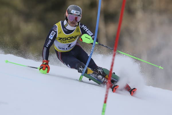 Nórsky lyžiar Lucas Braathen na trati v 1. kole slalomu mužov v alpskom lyžovaní vo francúzskom stredisku Courchevel-Méribel.