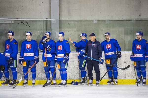 Na snímke tréning slovenskej hokejovej reprezentácie v rámci kempu pred MS 2023 v Bratislave.