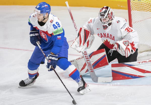 Najrýchlejším korčuliarom doterajšieho priebehu šampionátu v Rige a Tampere je slovenský útočník Viliam Čacho (vľavo). 