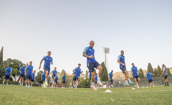 Na snímke futbalisti ŠK Slovan Bratislava počas tréningu pred utorňajším zápasom 2. predkola Ligy majstrov HŠK Zrinjski Mostar - ŠK Slovan Bratislava