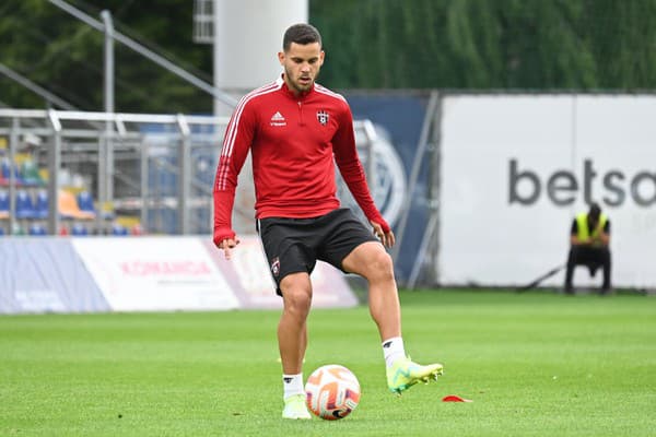 Futbalisti Spartaka počas tréningu pred zápasom 2. predkola Európskej konferenčnej ligy medzi FK Auda a FC Spartak Trnava.