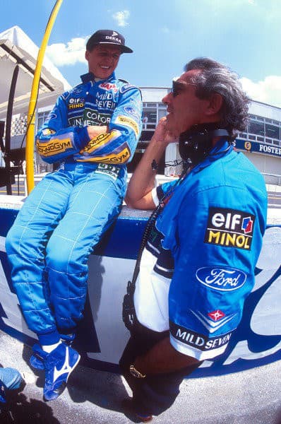 Briatore a jeho najlepší zverenec Michael Schumacher vo farbách Benettonu. V r. 1994 získali oba tituly.