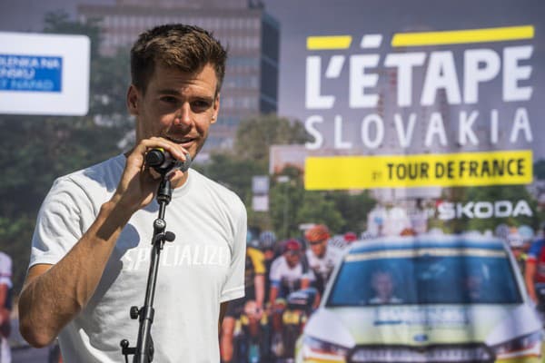 Na snímke triatlonista Richard Varga počas tlačovej konferencie k 3. ročníku cyklistických pretekov pre verejnosť L’Etape Slovakia by Tour de France. 