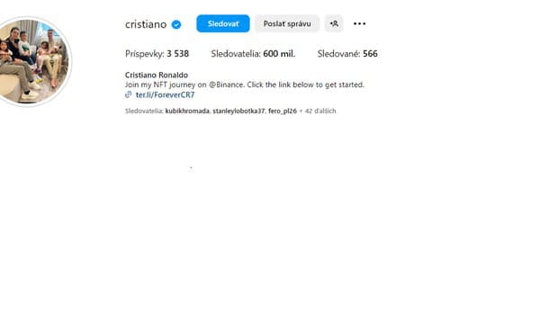 Na instagrame má najviac fanúšikov.