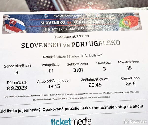 Oficiálne sa vstupenka predávala priemerne za 70 eur.