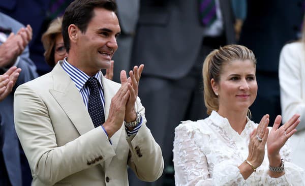 Roger Federer s manželkou Mirkou na Wimbledone.