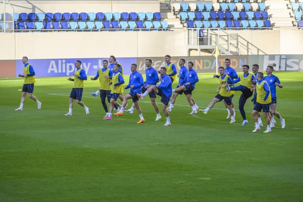 Tréning slovenských futbalistov pred zápasom s Luxemburskom.