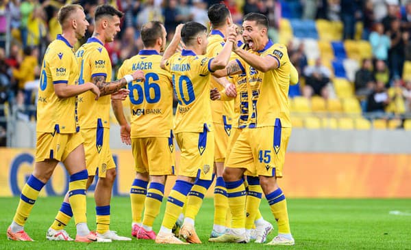 Gólová radosť hráčov FC DAC 1904 Dunajská Streda.