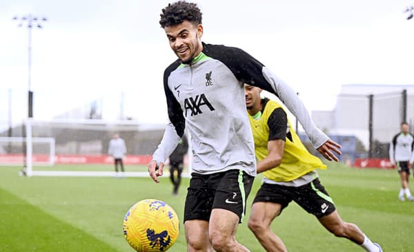 Luis Diaz na tréningu Liverpoolu