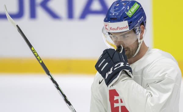 Na snímke hokejista Peter Čerešňák v drese slovenskej hokejovej reprezentácie.