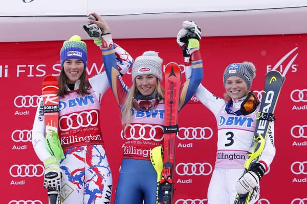 V Killingtone kraľuje jasne Mikaela Shiffrinová (v strede).