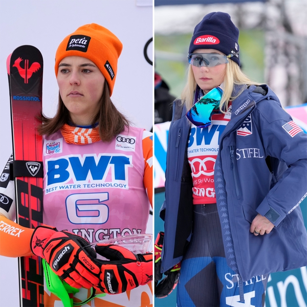 Na snímke Petra Vlhová a Mikaela Shiffrinová. 