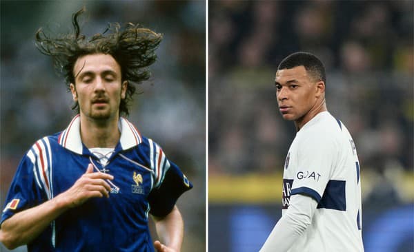 Na snímke legenda Christophe Dugarry a Kylian Mbappé. 