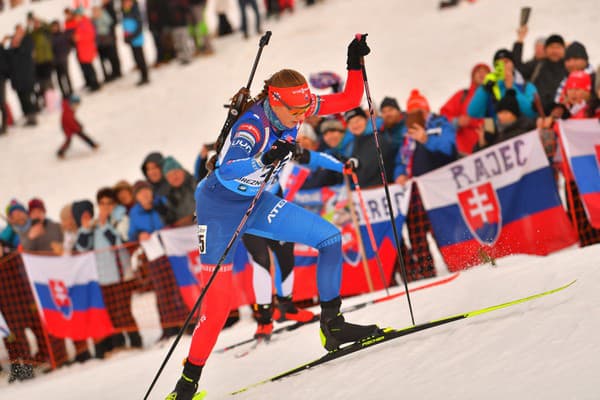 Na snímke slovenská biatlonistka Anastasia Kuzminová počas šprintu žien.