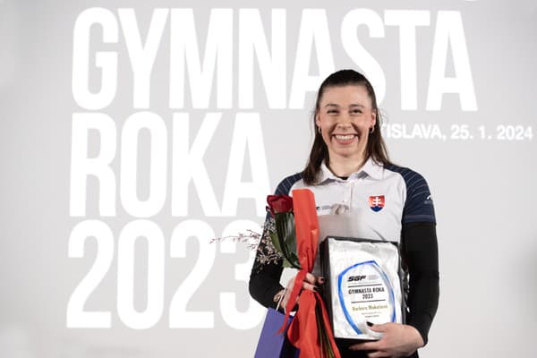 Na snímke najlepšia gymnastka roka 2023 Barbora Mokošová (Slávia GC Bratislava) počas slávnostného vyhlásenia ankety GYMNASTA ROKA 2023.