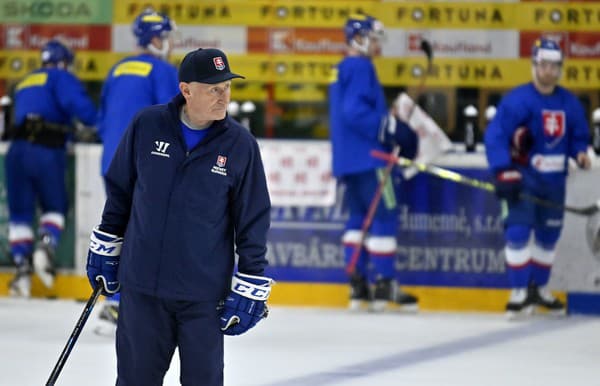 Tréner slovenskej hokejovej reprezentácie Craig Ramsey na prvom tréningu.