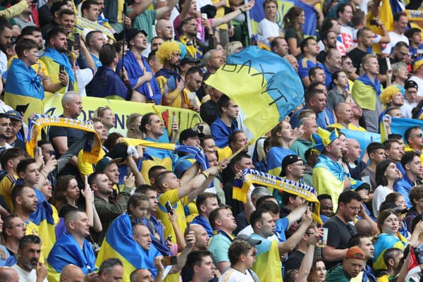 Fanúšikovia Ukrajiny na zápase so Slovenskom