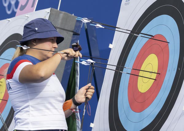 Na snímke slovenská lukostreľkyňa Denisa Baránková počas kvalifikácie olympijského luku žien.