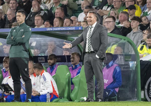 Na snímke tréner Celticu Glasgow Brendan Rodgers počas zápasu 1. kola ligovej fázy Ligy majstrov Celtic Glasgow - ŠK Slovan Bratislava.