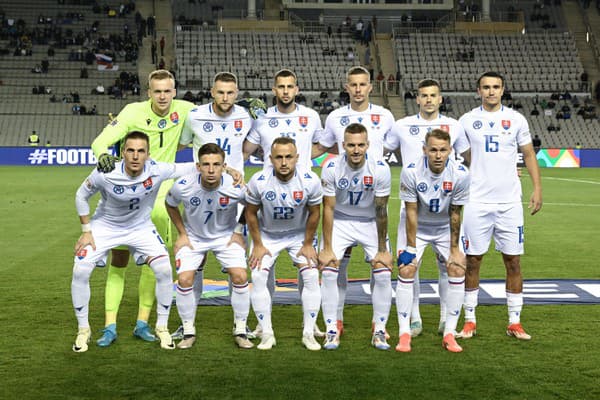 Na snímke tímová fotografia Slovákov pred zápasom 4. kola C-divízie Ligy národov Azerbajdžan - Slovensko.