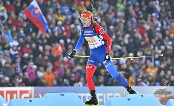 Na snímke slovenská biatlonistka Anastasia Kuzminová na trati štafety žien na 4x6 km v rámci 7. kola Svetového pohára v Novom Meste na Morave. 