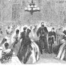 Formálny ples vo viktoriánskej ére v Spojených štátoch amerických (približne polovica 19. storočia).