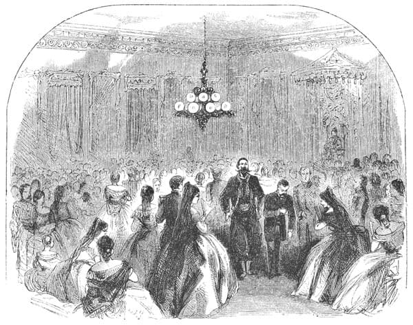 Formálny ples vo viktoriánskej ére (19. storočie).