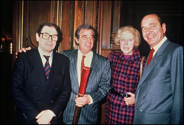 Robert Hossein, Jean Paul Belmondo, Claude Pompidou a  francúzsky prezident Jacquies Chirac